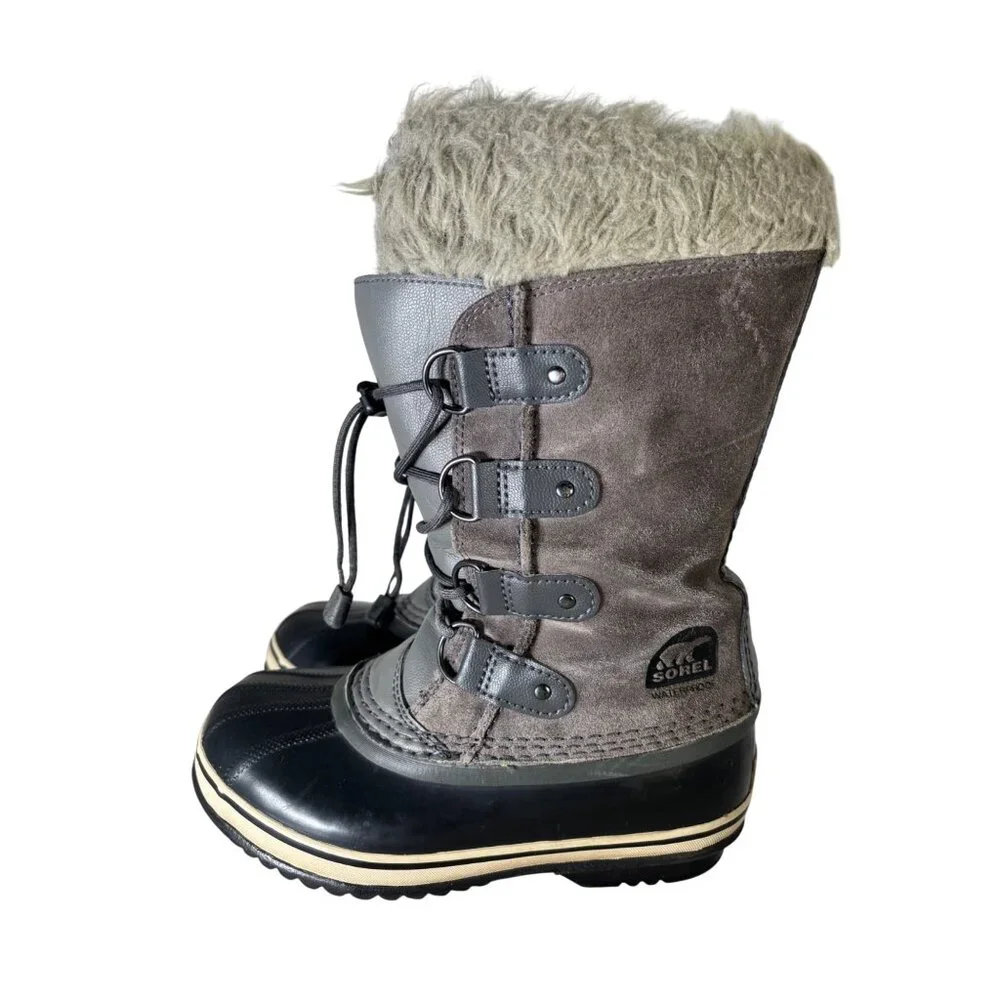 Sorel Womens Joan Of Arctic Handcrafted Waterproof Gray Suede Boots